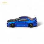 Fuji Skyline R34 GT-R Nismo Z-Tune - Bayside Blue with Carbon Hood 1:64