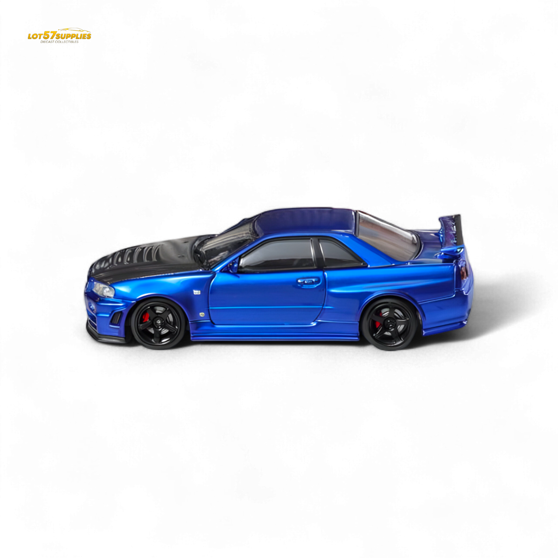 Fuji Skyline R34 GT-R Nismo Z-Tune - Bayside Blue with Carbon Hood 1:64