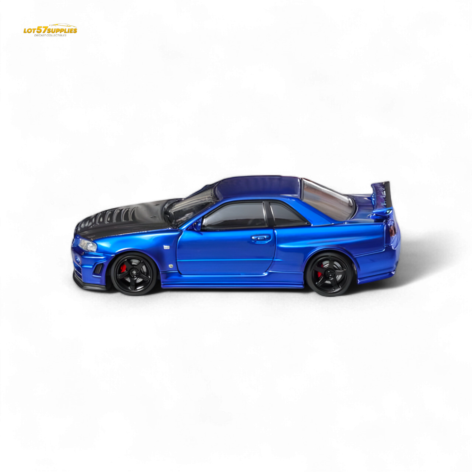 Fuji Skyline R34 GT-R Nismo Z-Tune - Bayside Blue with Carbon Hood 1:64