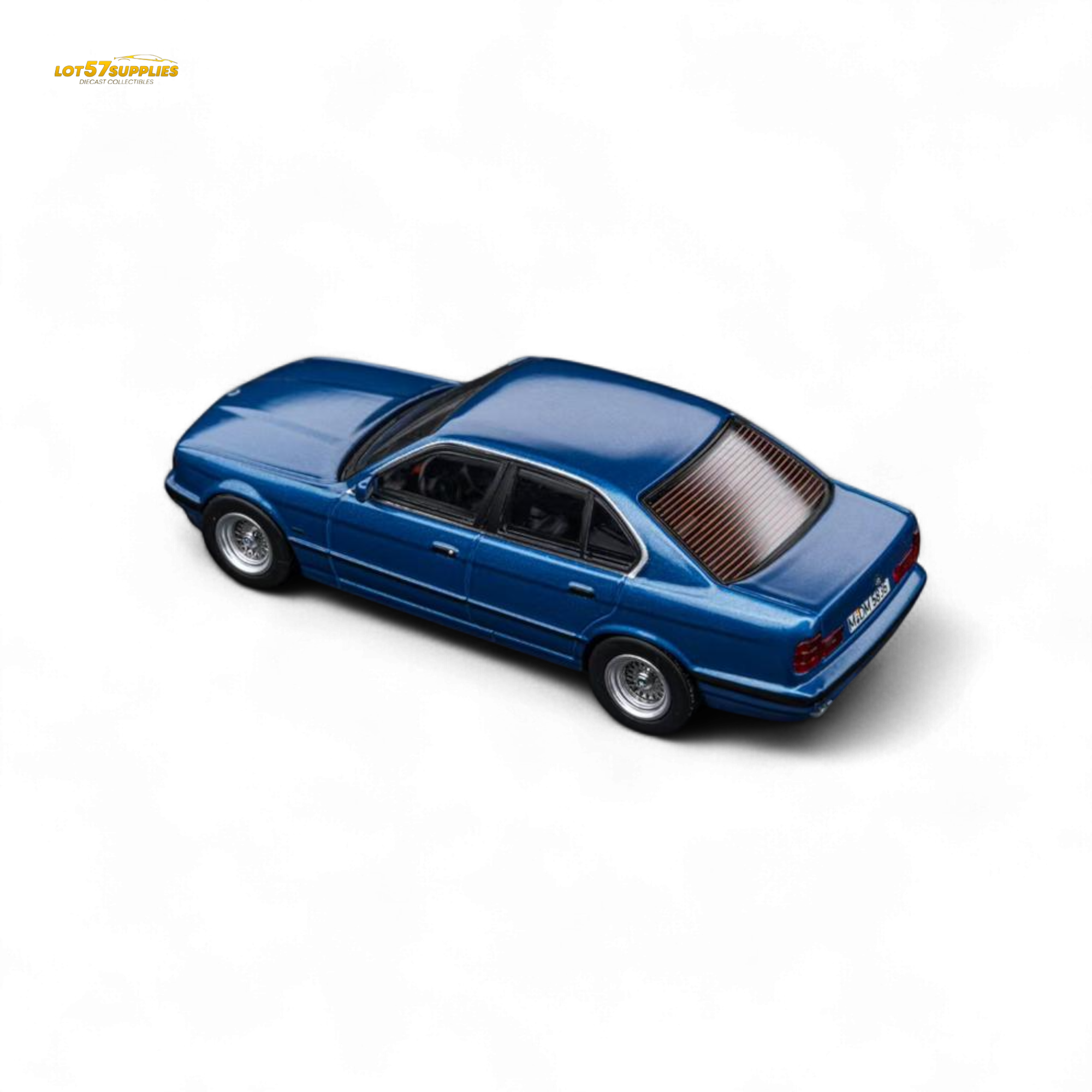 (Pre-Order) DCM BMW E34 5-Series Sedan - Avis Metallic Blue 1:64