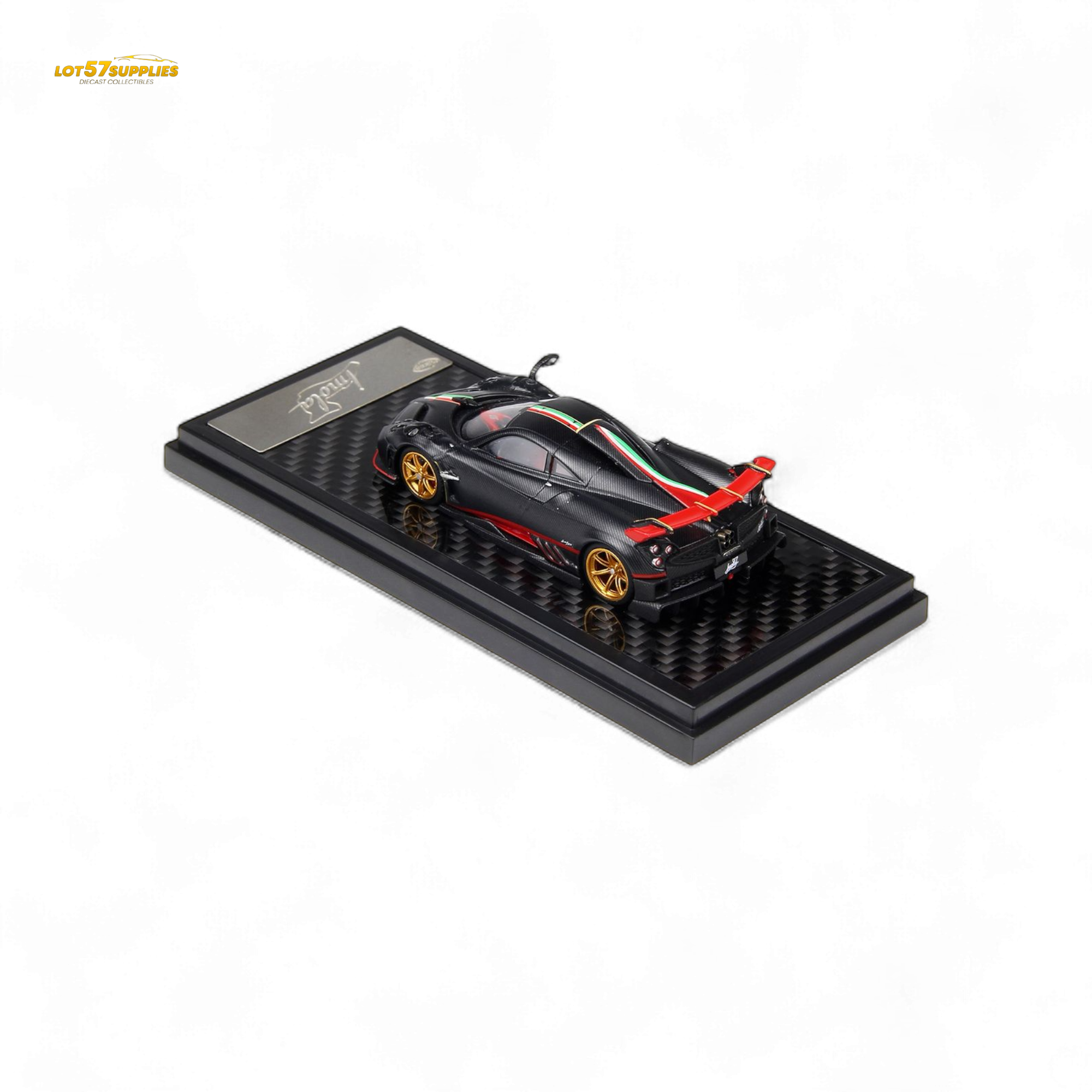 (Pre-Order) LCD Pagani Imola - Matte Black Carbon with Italian Flag 1:64