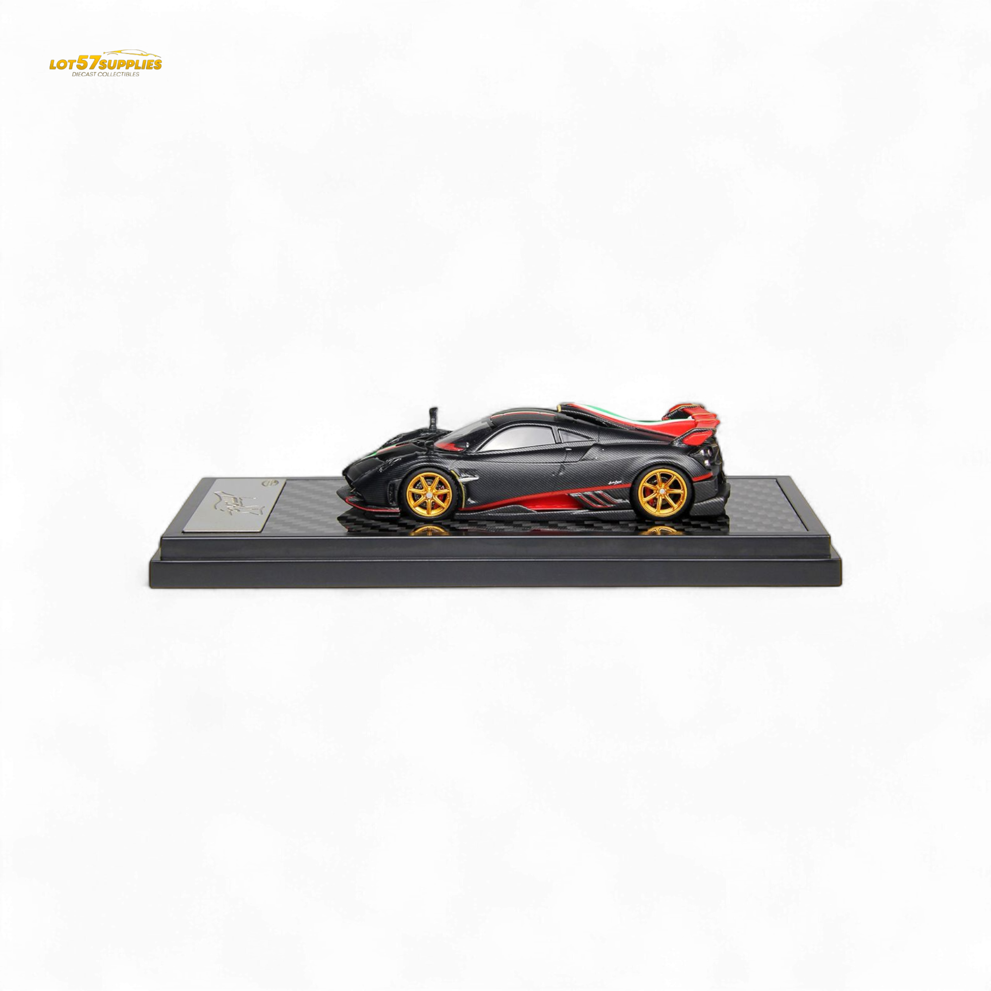(Pre-Order) LCD Pagani Imola - Matte Black Carbon with Italian Flag 1:64