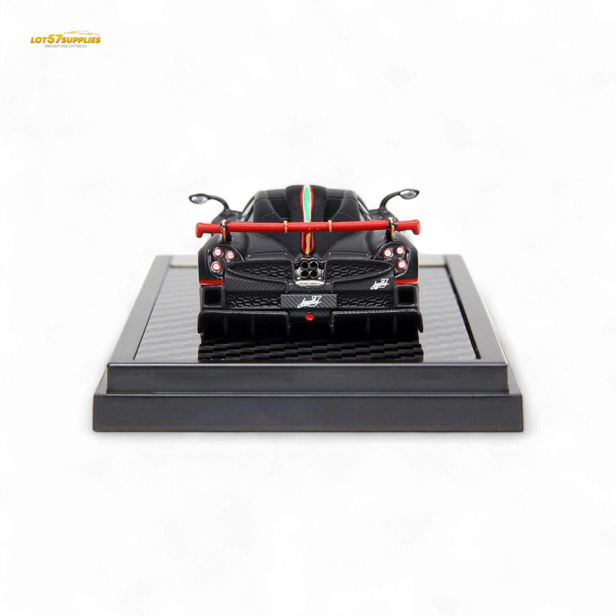 (Pre-Order) LCD Pagani Imola - Matte Black Carbon with Italian Flag 1:64
