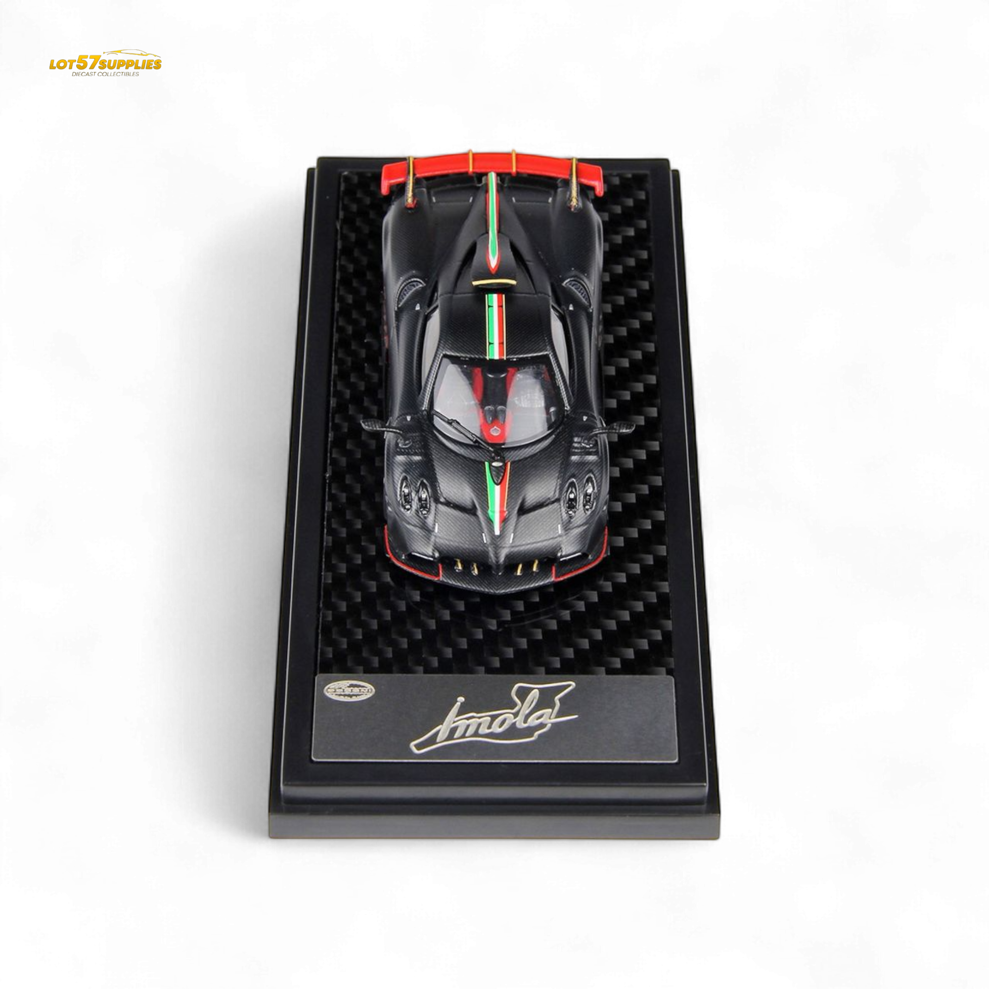 (Pre-Order) LCD Pagani Imola - Matte Black Carbon with Italian Flag 1:64