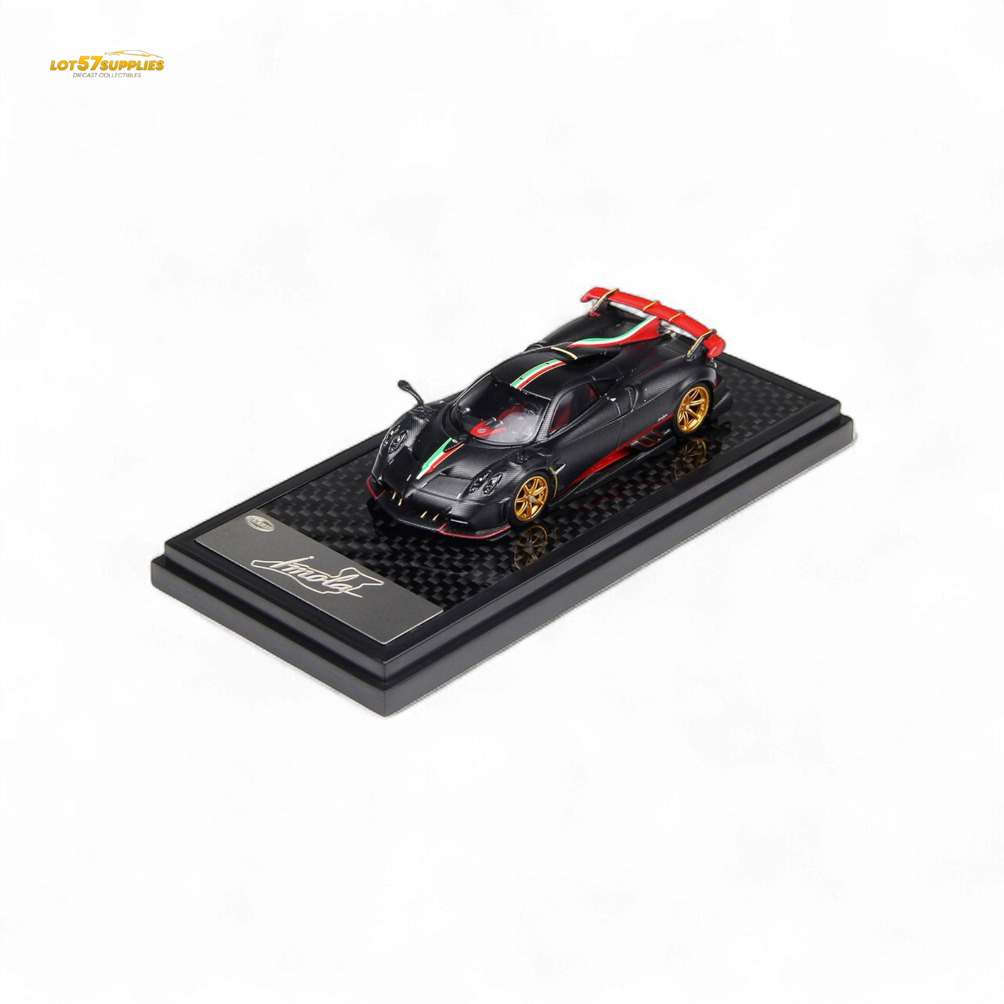 (Pre-Order) LCD Pagani Imola - Matte Black Carbon with Italian Flag 1:64 Main image