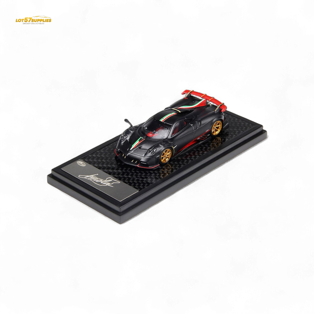 (Pre-Order) LCD Pagani Imola - Matte Black Carbon with Italian Flag 1:64