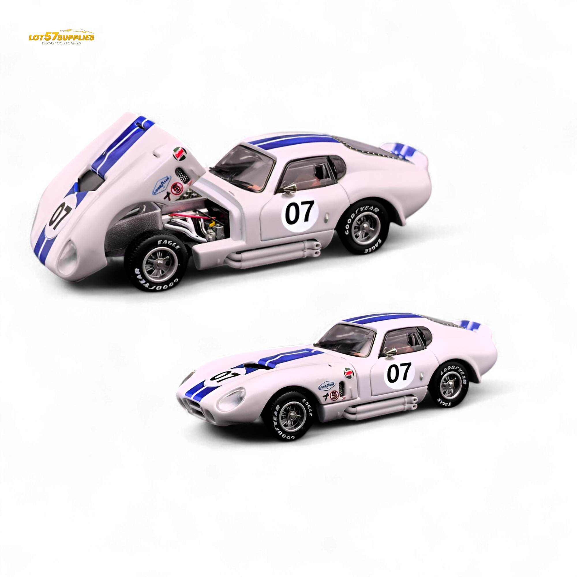 Fine Works64 Shelby Daytona - White with Blue Stripes 1:64 Main image