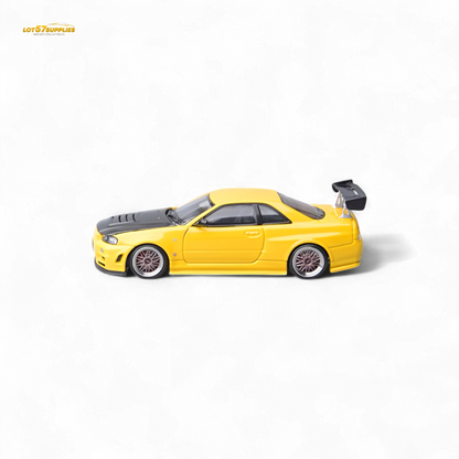 Focal horizon Skyline GT-R R34 Z-Tune Carbon-Hood Version - Yellow 1:64