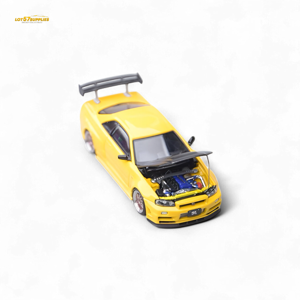 Focal horizon Skyline GT-R R34 Z-Tune Carbon-Hood Version - Yellow 1:64