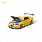Focal horizon Skyline GT-R R34 Z-Tune Carbon-Hood Version - Yellow 1:64