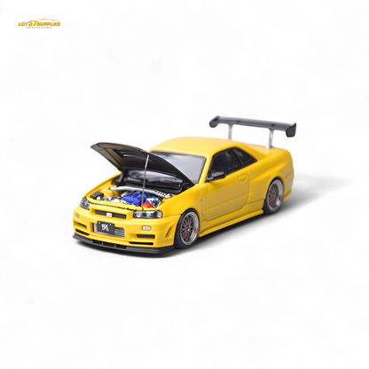 Focal horizon Skyline GT-R R34 Z-Tune Carbon-Hood Version - Yellow 1:64