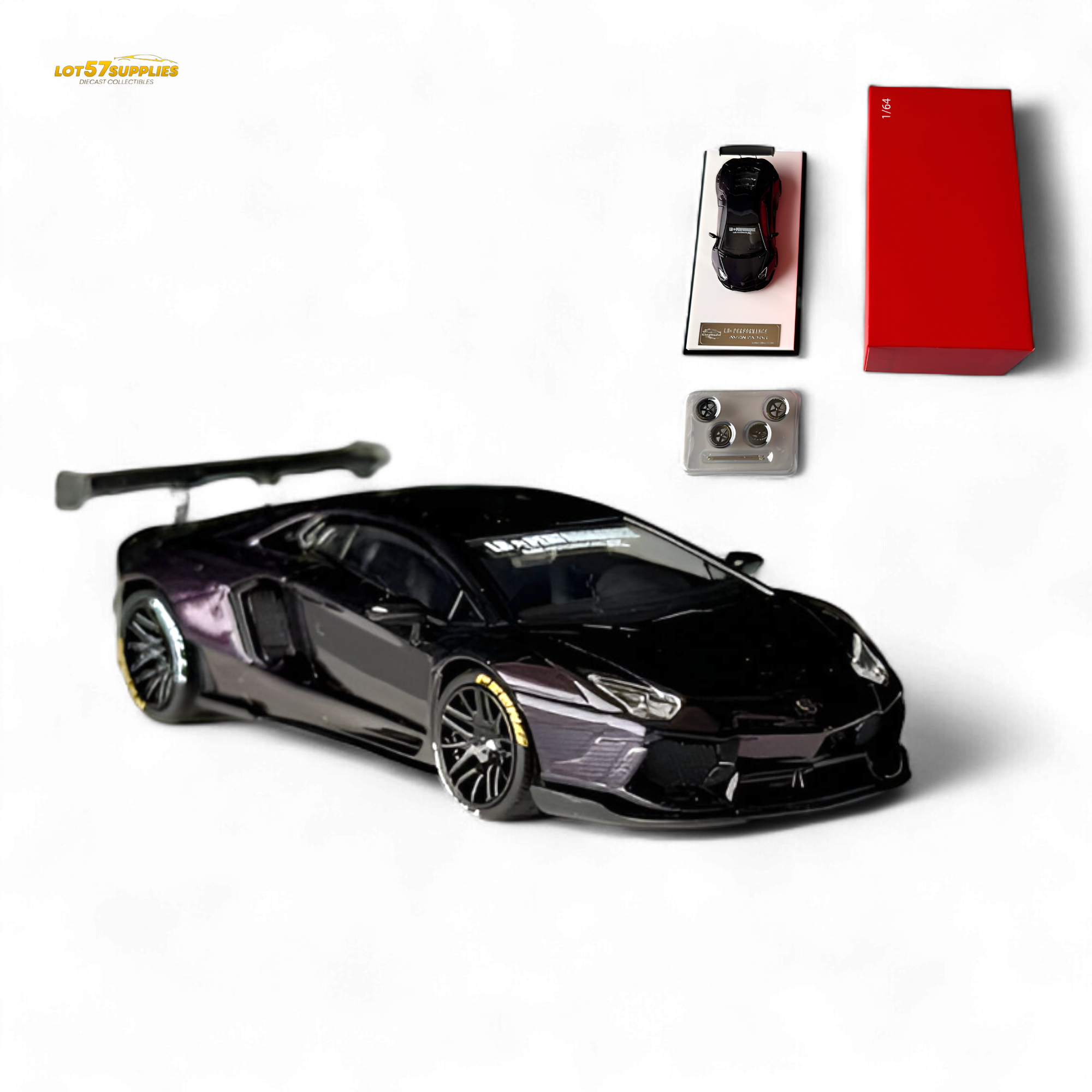King Model Lamborghini Aventador LP700-4 LB 1.0 Purple Carbon Fiber 1:64 Main image