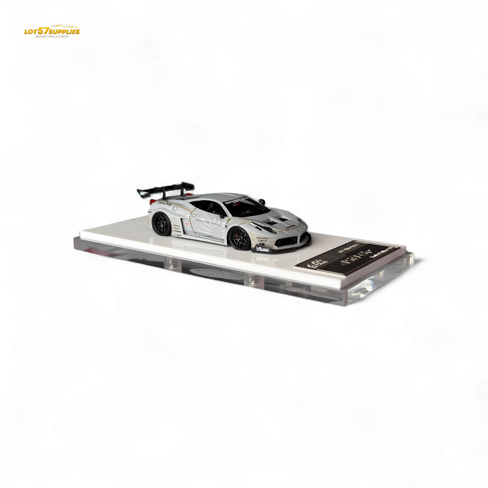 Flame Supercar LB458GT LB Wide-Body - Matte Grey 1:64 Resin