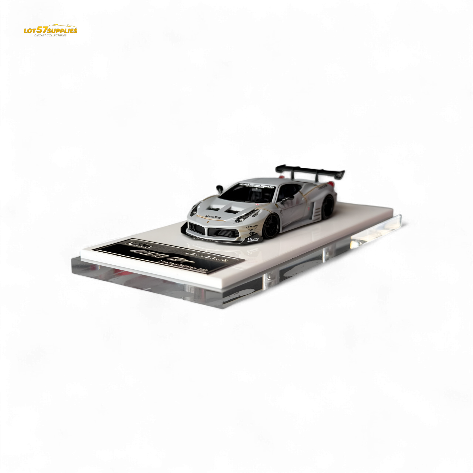 Flame Supercar LB458GT LB Wide-Body - Matte Grey 1:64 Resin