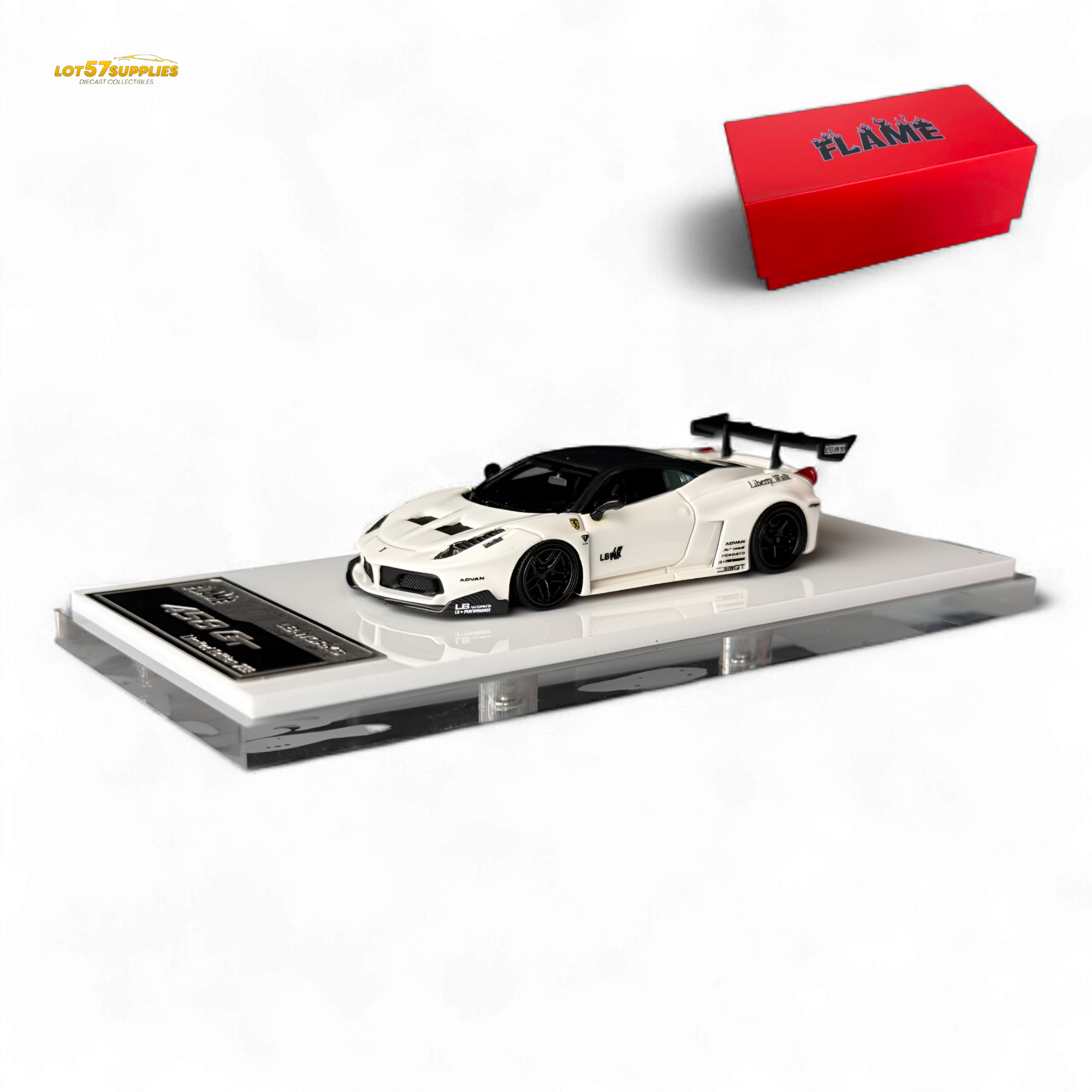 Flame Supercar LB458GT LB Wide-Body - White 1:64 Resin Main image