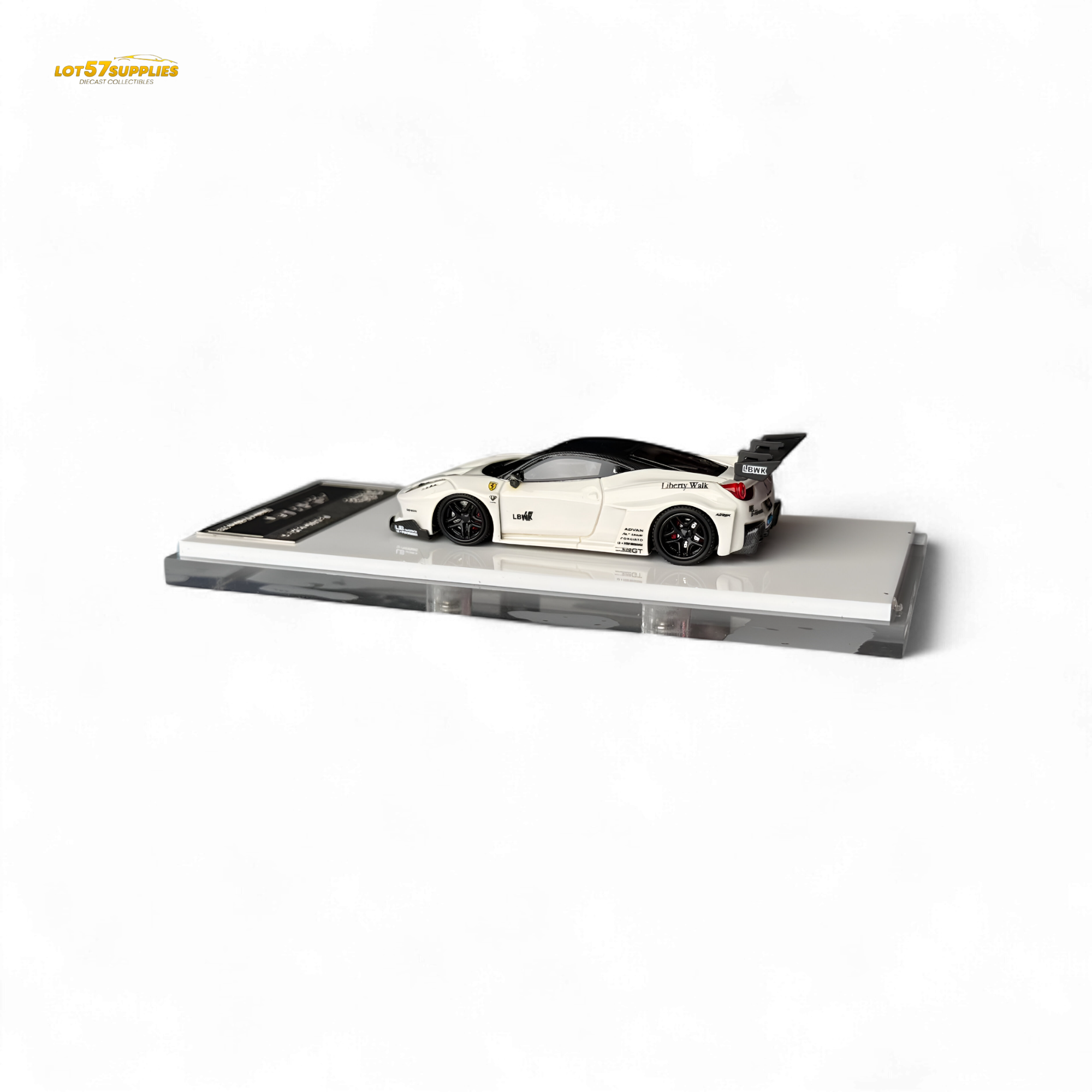 Flame Supercar LB458GT LB Wide-Body - White 1:64 Resin