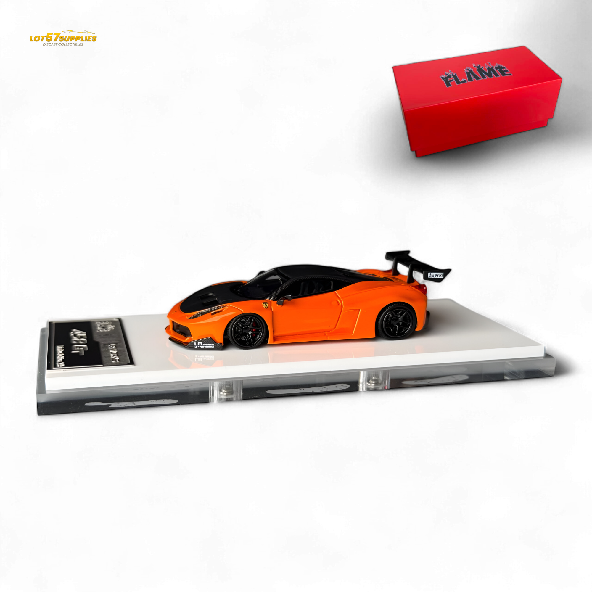 Flame Supercar LB458GT LB Wide-Body - Pearl Orange 1:64 Resin