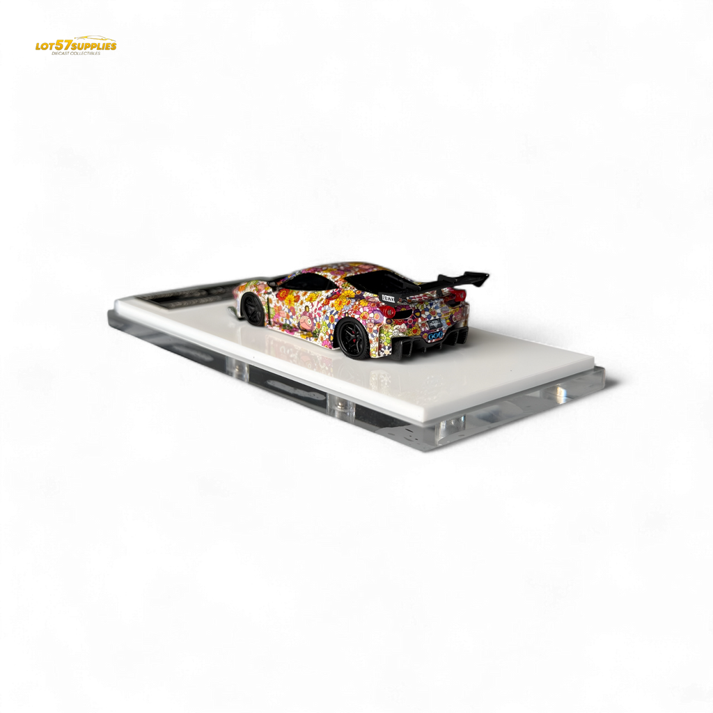 Flame Supercar LB458GT LB Wide-Body - Takashi Murakami Flower Livery - Glows in dark 1:64 Resin
