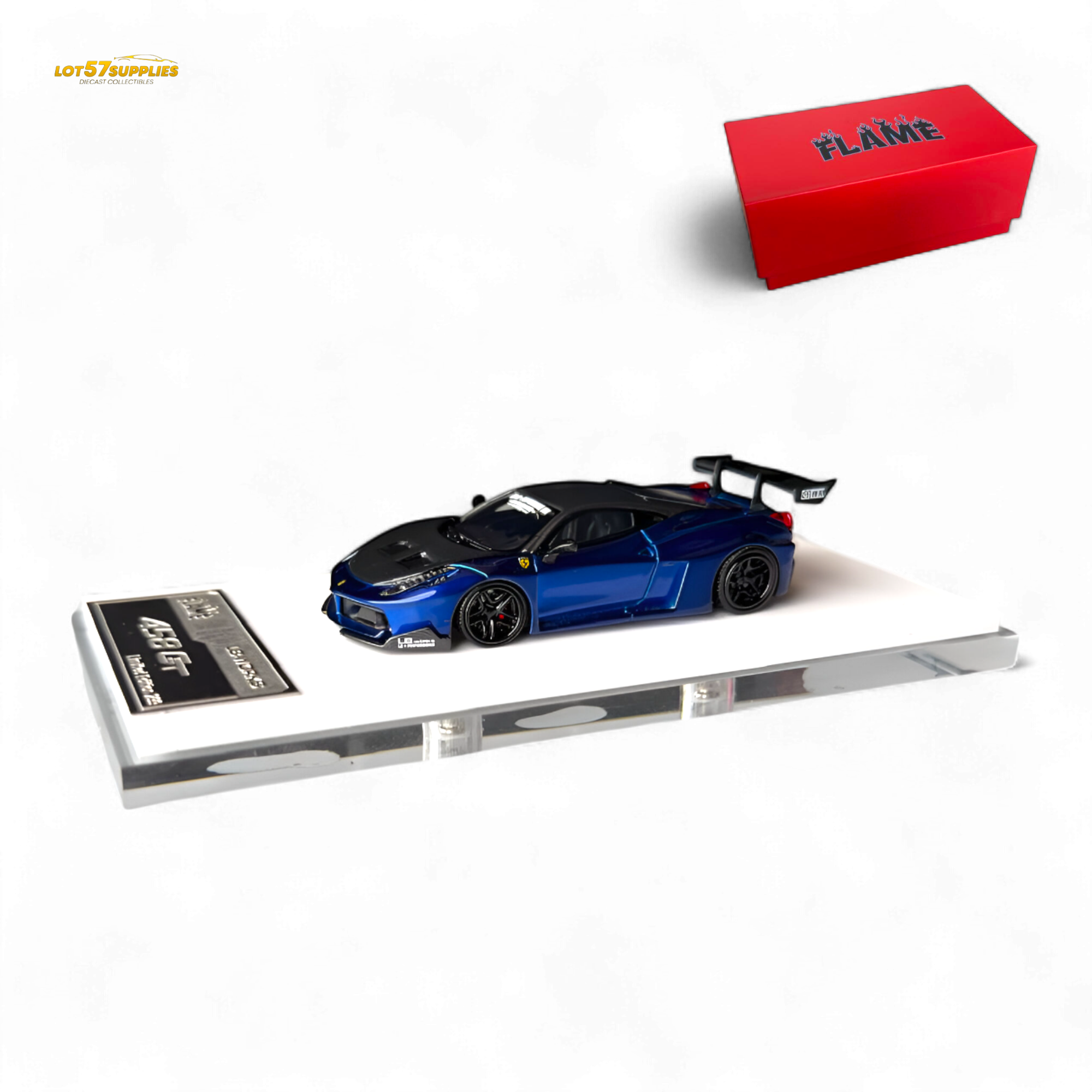 Flame Supercar LB458GT - Metallic Blue 1:64 Resin Main image