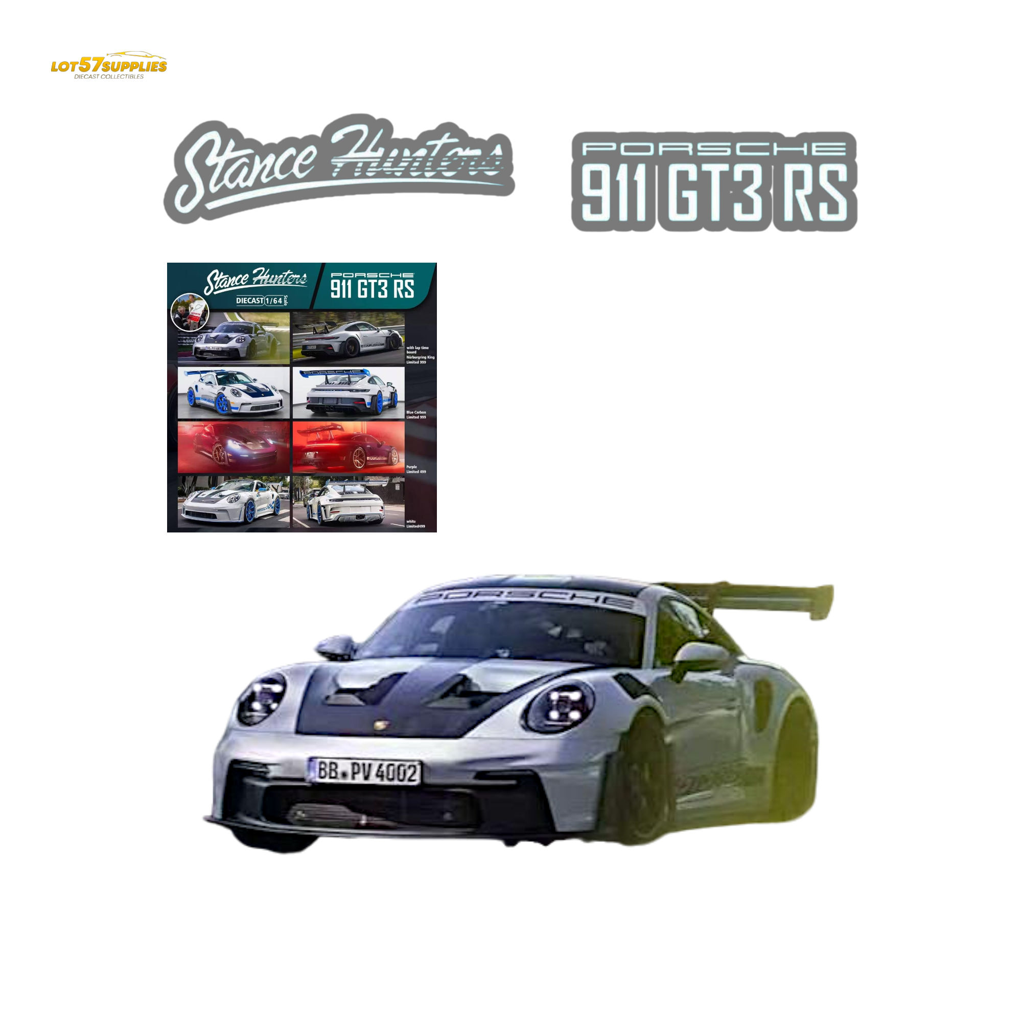(Pre-Order) Stance Hunters Porsche 911 GT3 RS - Nürburgring Livery 1:64 Main image