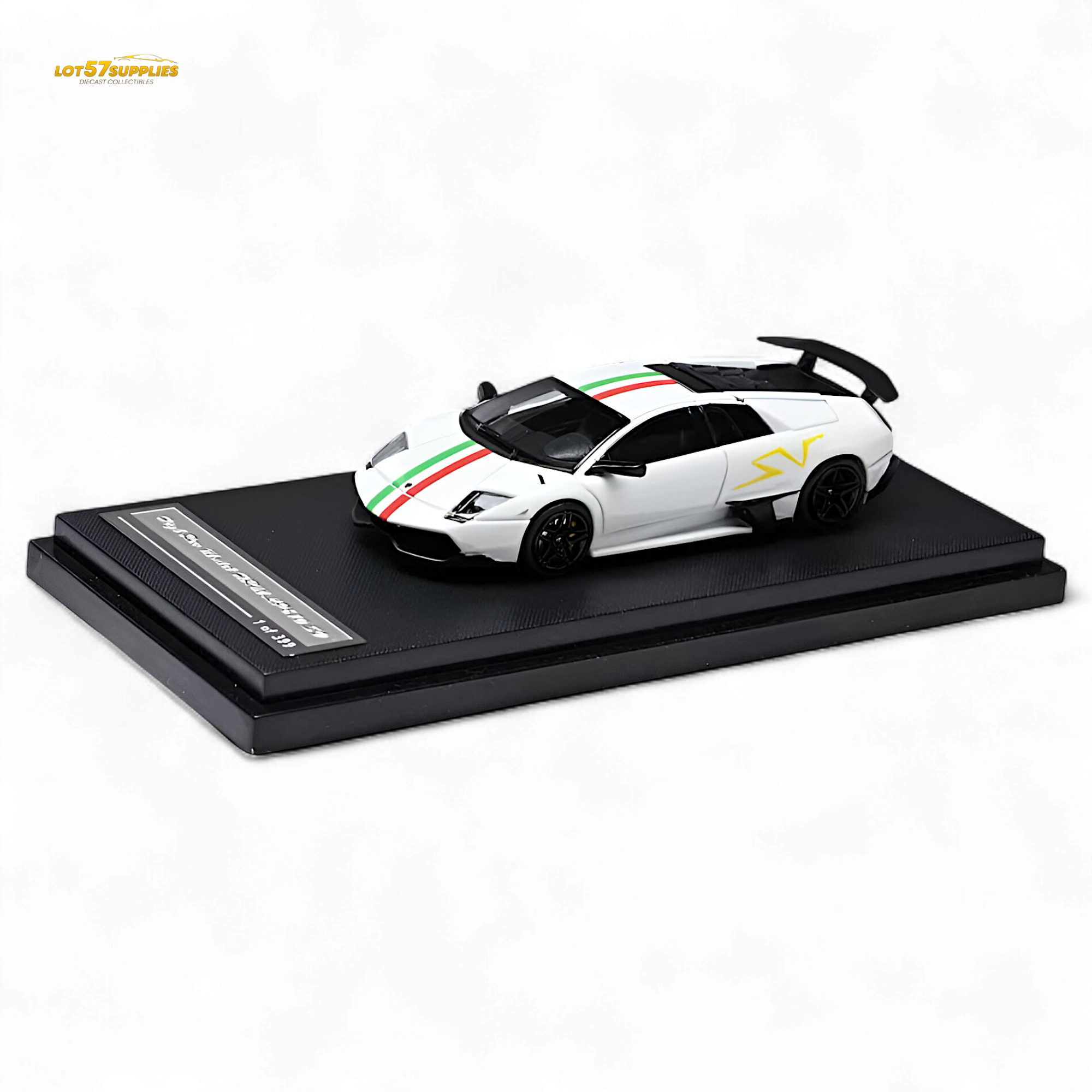High Rev Model Lamborghini Murcielago LP670-4 SV - White Italian Stripes 1:64 Main image