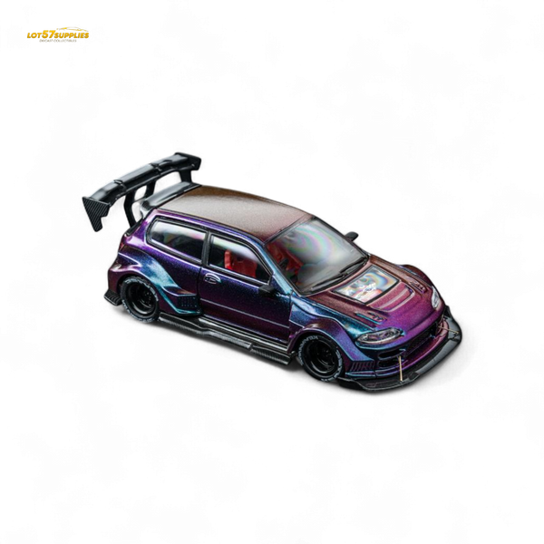DCM Kevmannz 1996 EG6 Hatchback Black Wheels - Chameleon - Short Spoiler 1:64