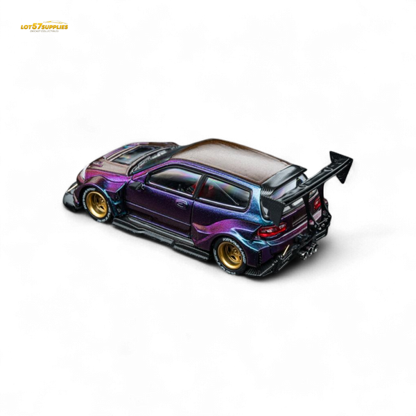 DCM Kevmannz 1996 EG6 Hatchback Gold Wheels - Chameleon - Long Spoiler 1:64