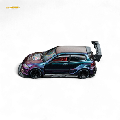 DCM Kevmannz 1996 EG6 Hatchback Black Wheels - Chameleon - Short Spoiler 1:64