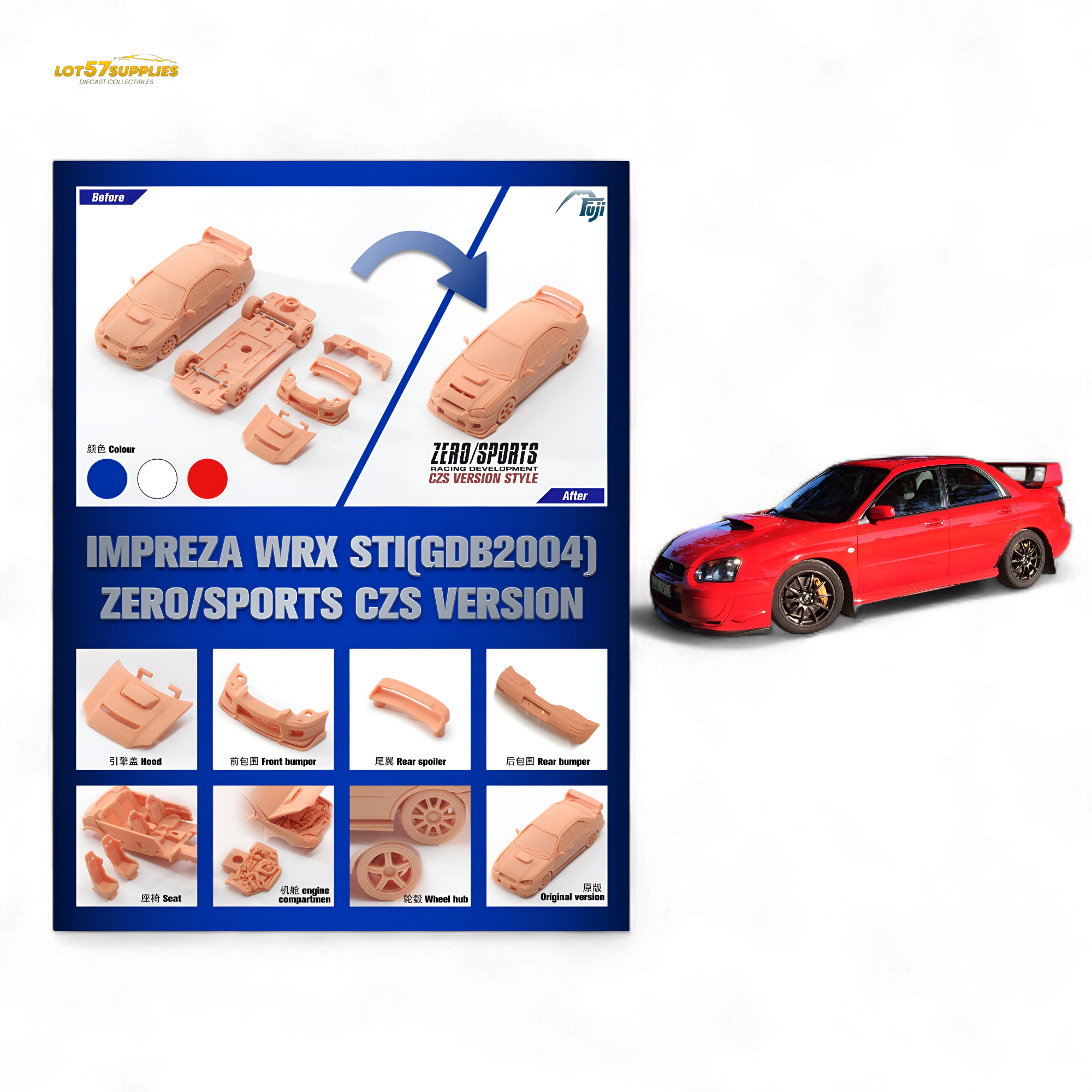 (Pre-Order) Fuji Impreza 2nd Gen Mk2 WRX STi - Red 1:64 Main image