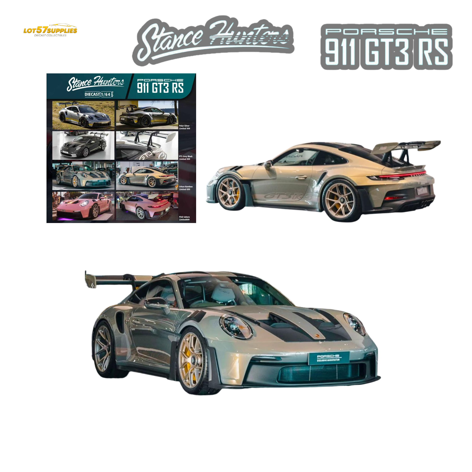 (Pre-Order) Stance Hunters Porsche 911 GT3 RS 992 - Urban Bamboo 1:64 Main image