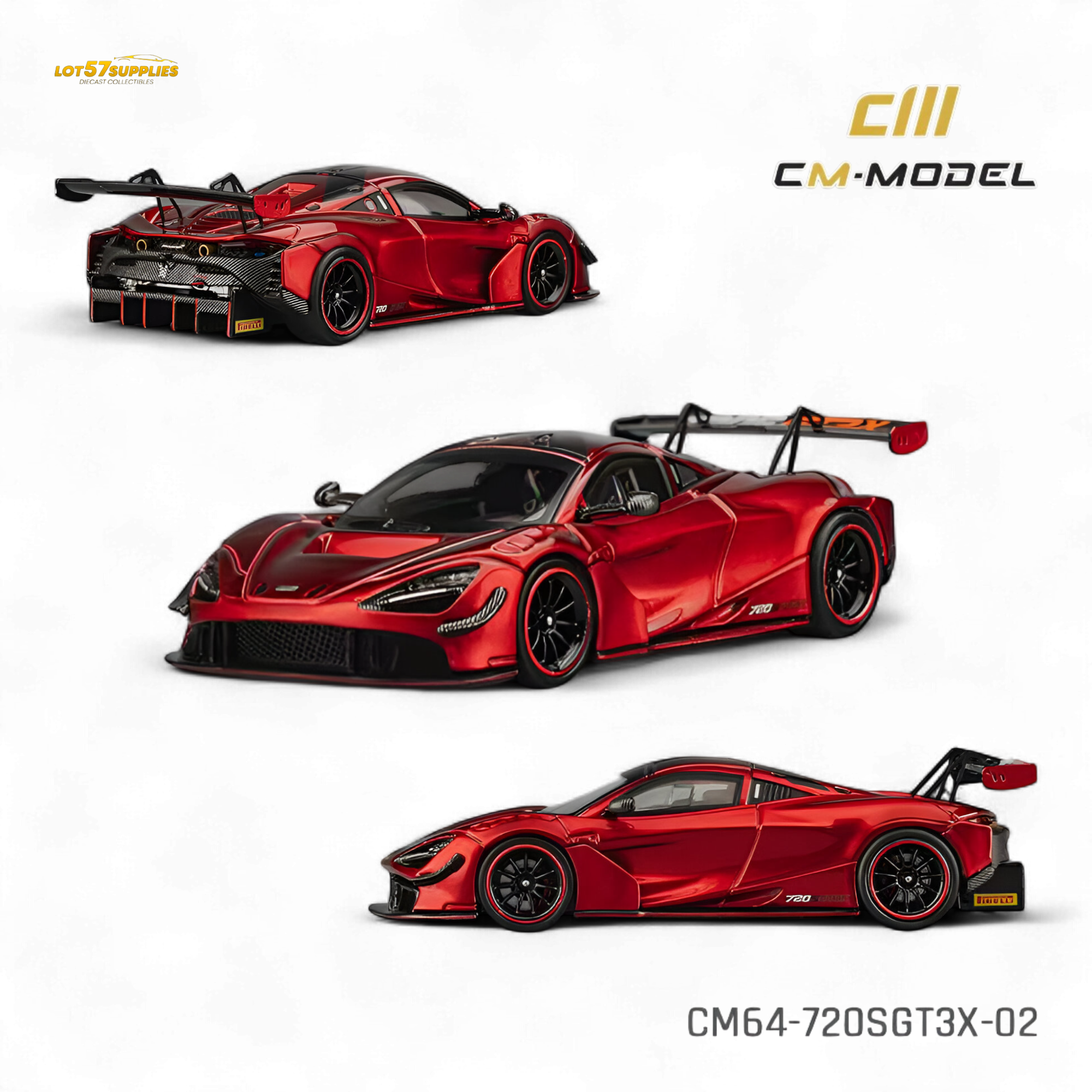(Pre-Order) CM Model McLaren 720S GT3X - Metallic Red 1:64 Main image