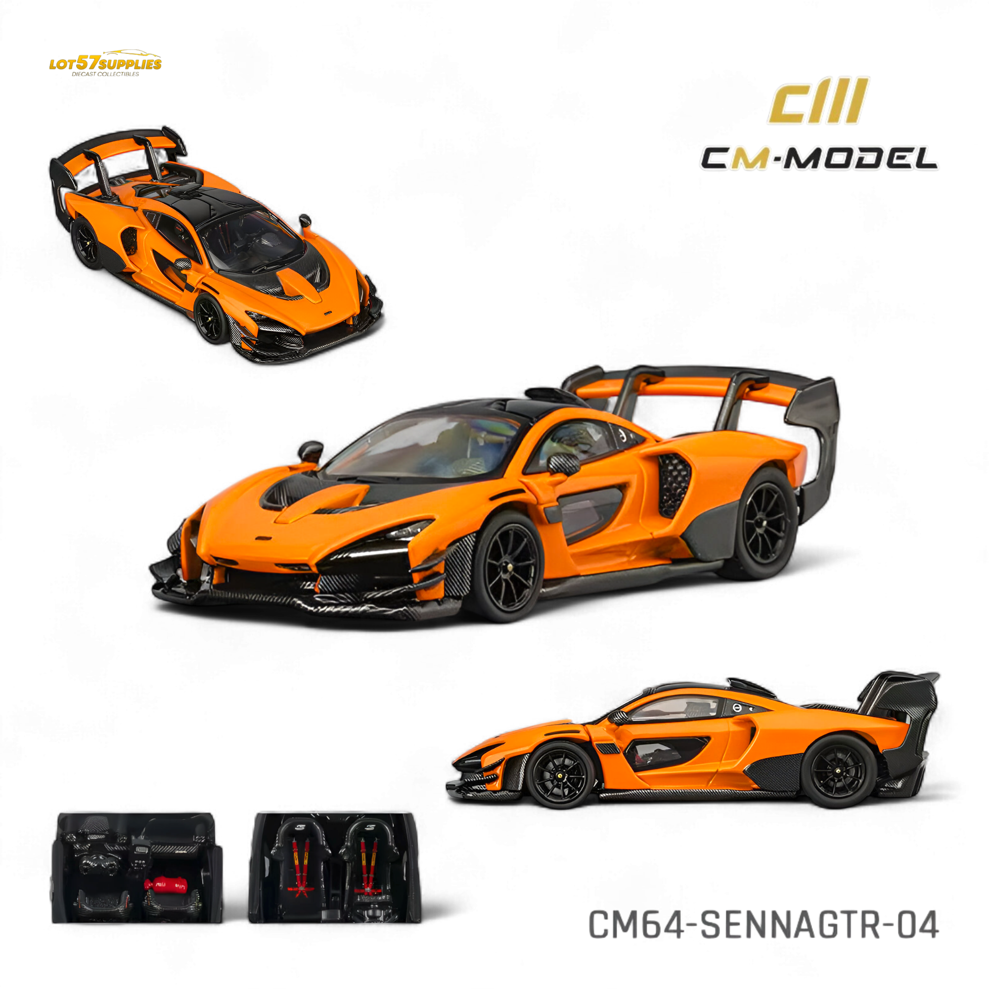 (Pre-Order) CM Model McLaren Senna GTR - Papaya Orange 1:64 Main image