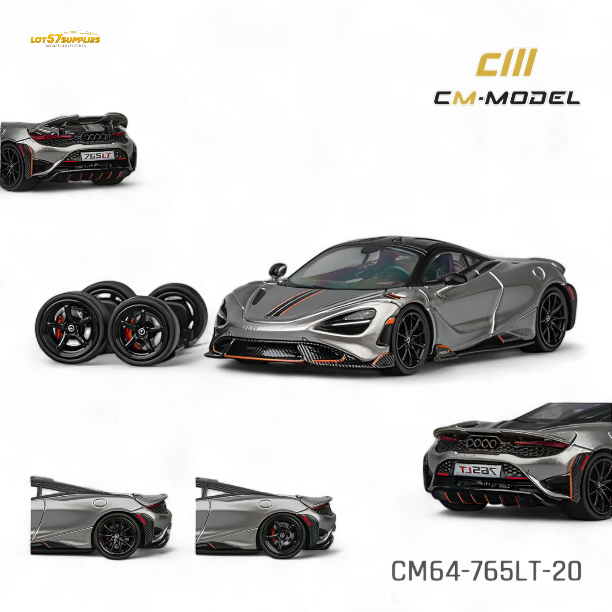 (Pre-Order) CM Model McLaren 765LT - Silver Gray 1:64 Main image