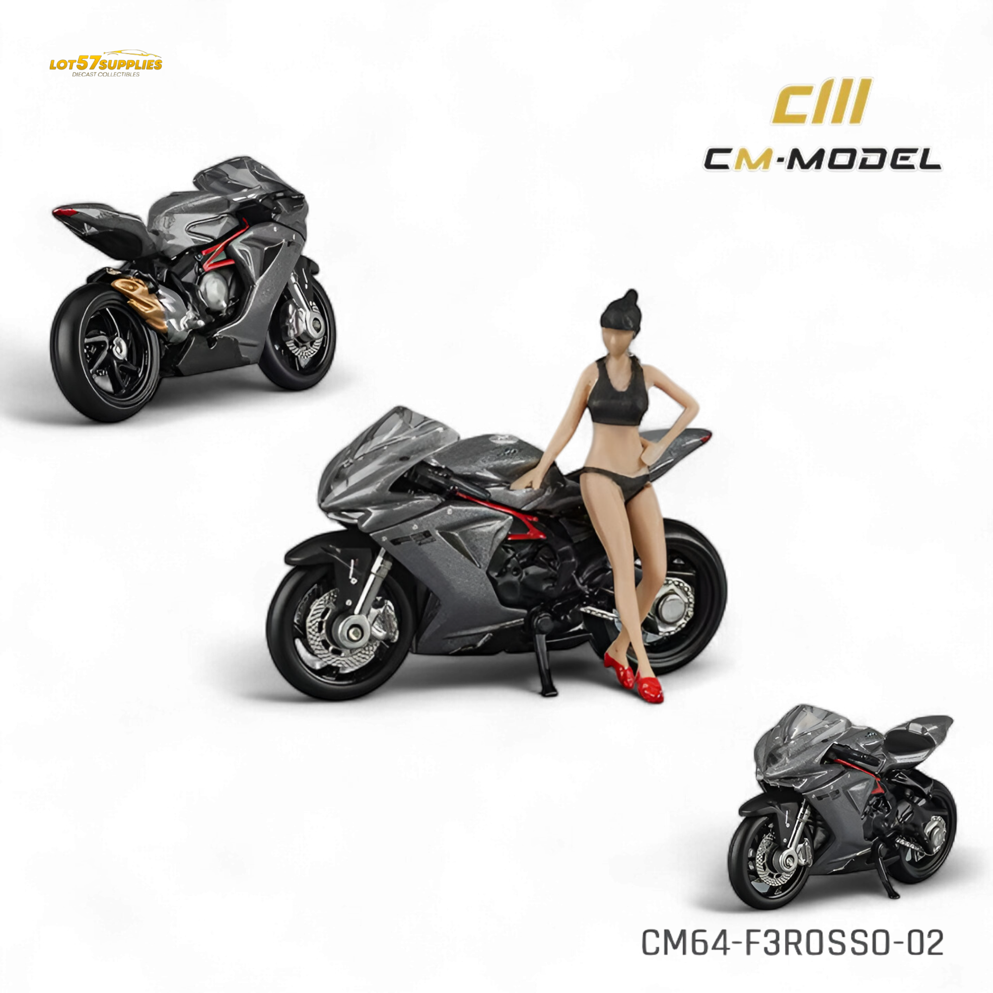 (Pre-Order) CM Model MV Agusta F3 Rosso - Metallic Gray 1:64 Main image