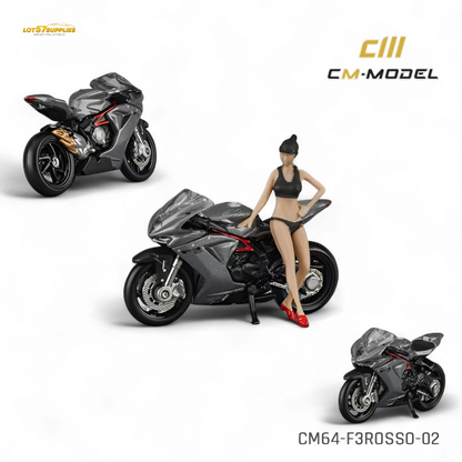 (Pre-Order) CM Model MV Agusta F3 Rosso - Metallic Gray 1:64
