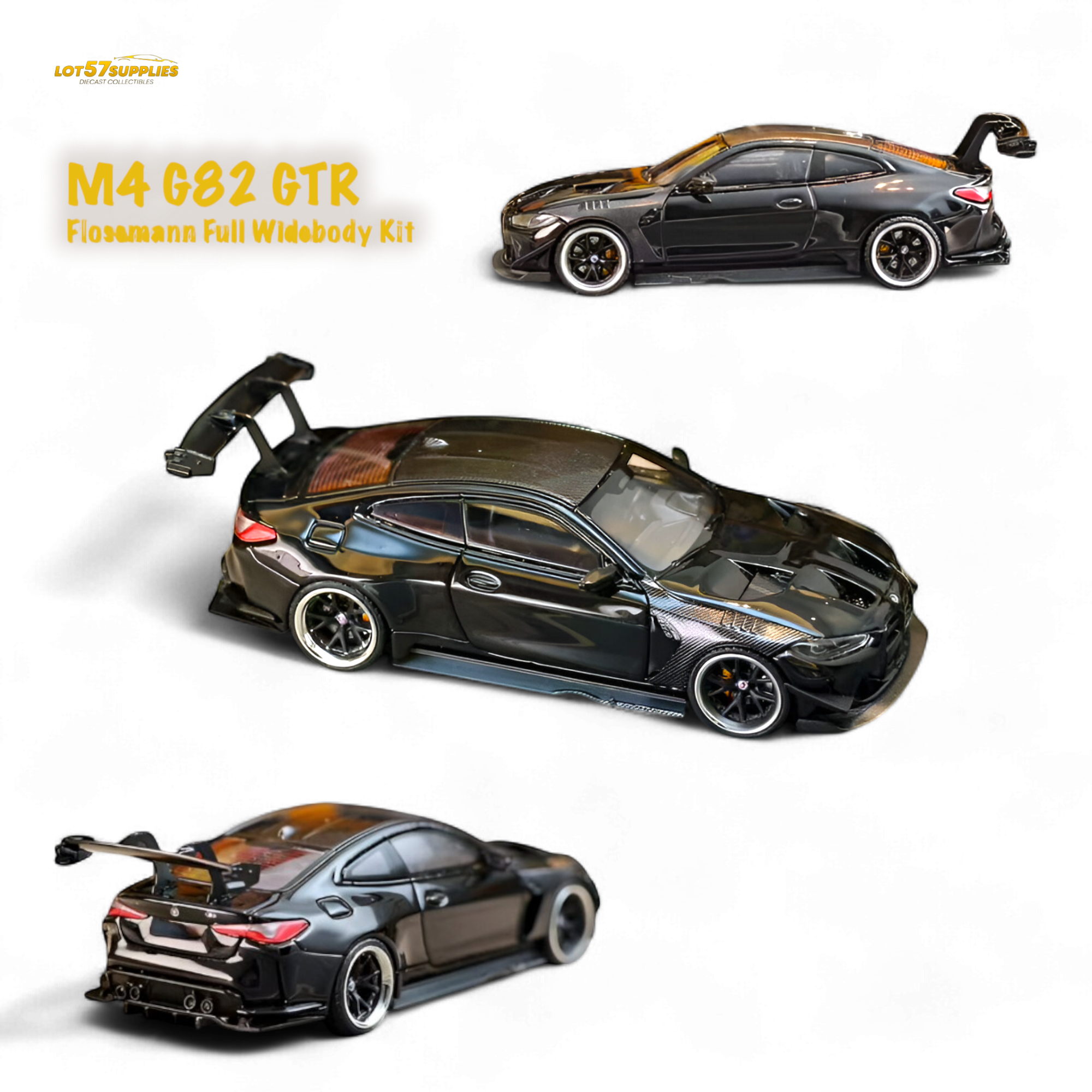 (Pre-Order) SW BMW M4 Flossmann Full Widebody Kit G82 GTR - Bright Black 1:64 Main image