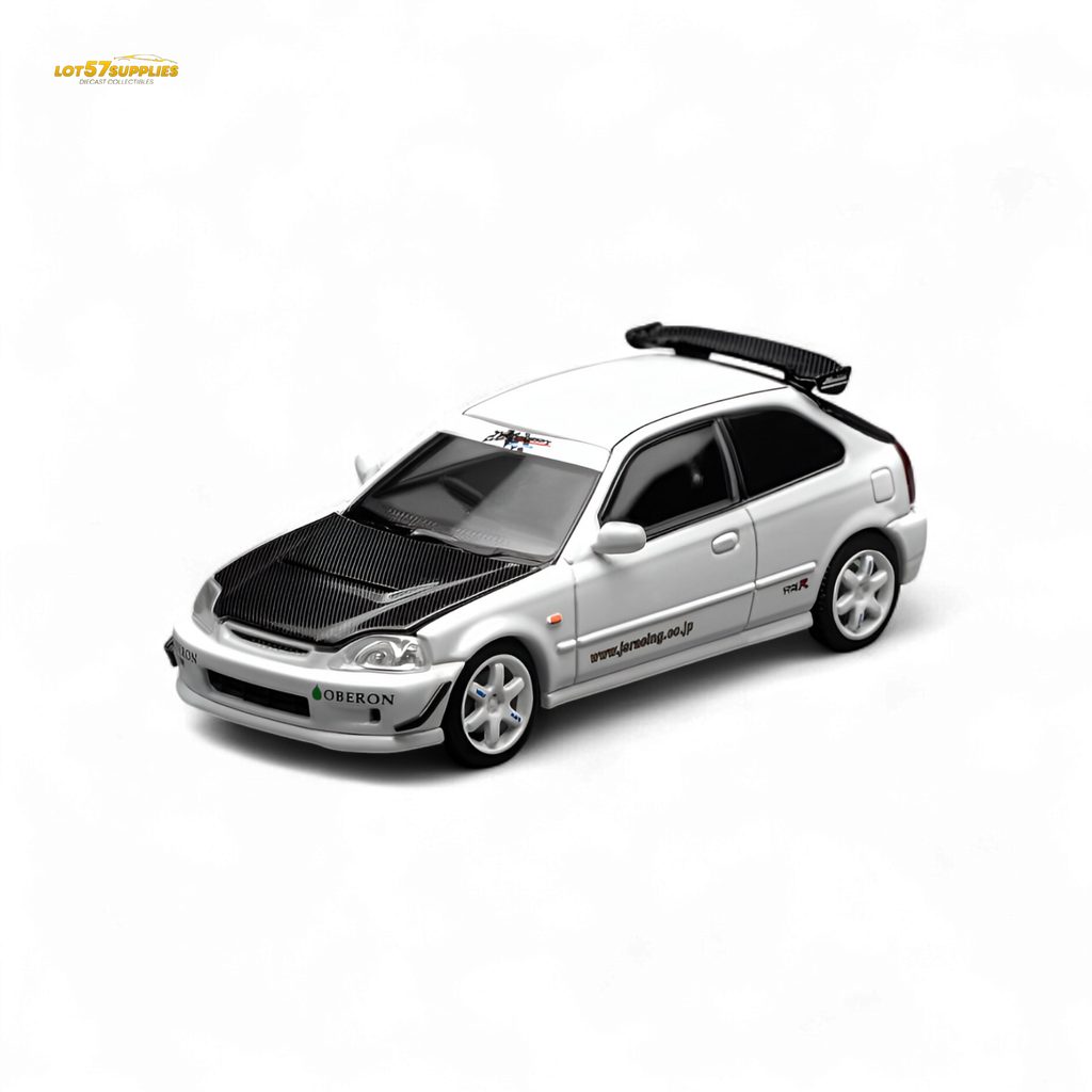 (Pre-Order) Motorhelix Honda Civic Type R (EK9) - J's Racing Livery White 1:64