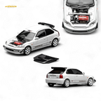 (Pre-Order) Motorhelix Honda Civic Type R (EK9) - J's Racing Livery White 1:64