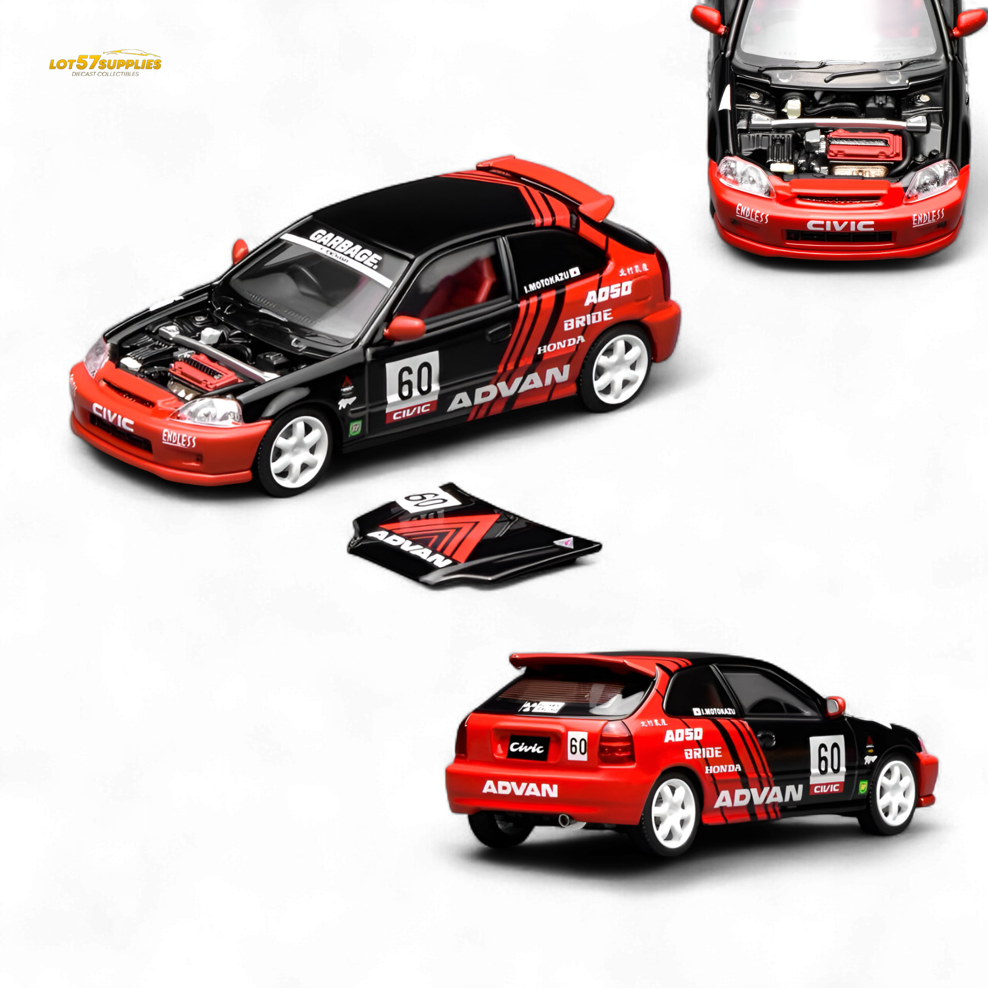 (Pre-Order) Motorhelix Honda Civic Type R (EK9) - Advan Livery 1:64