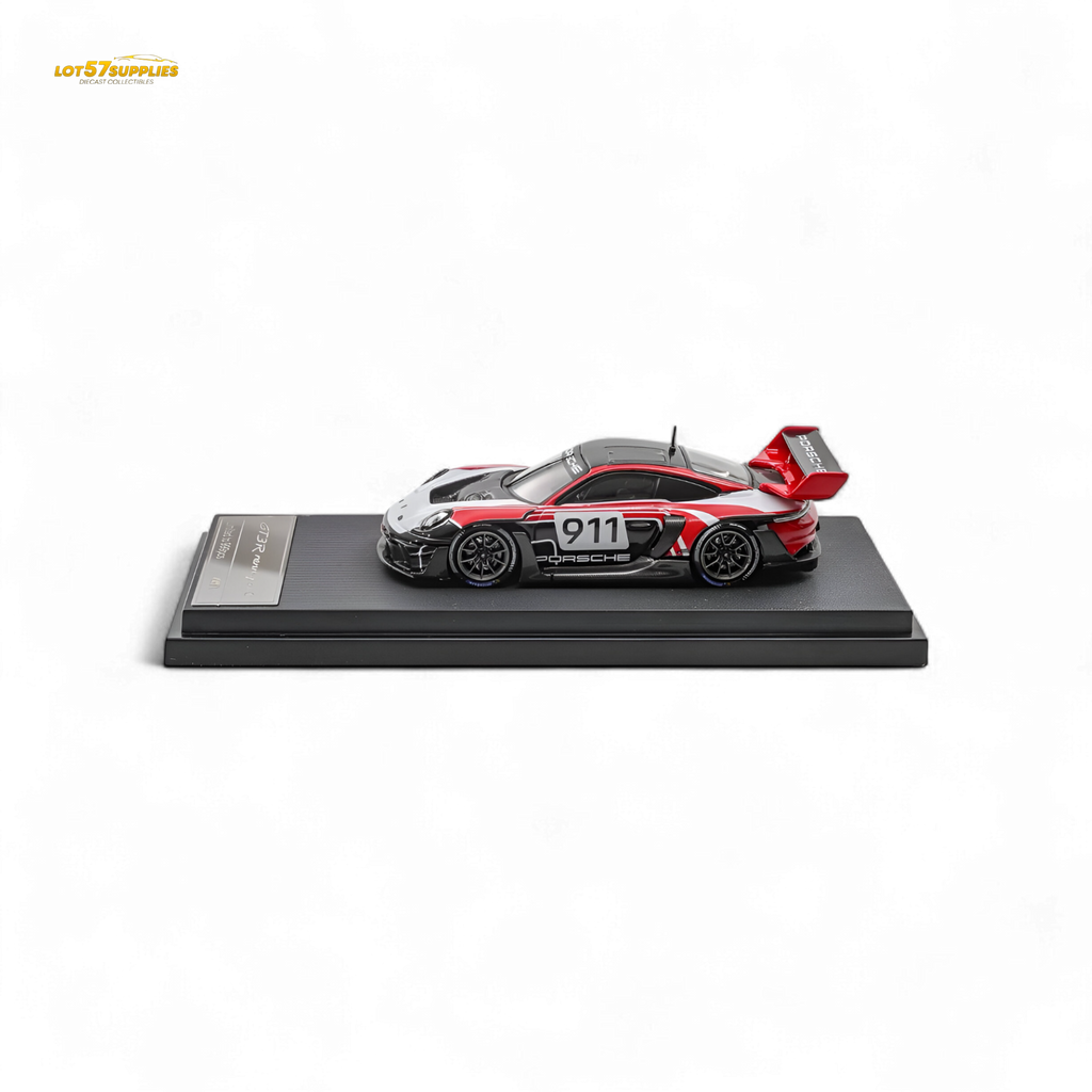(Pre-Order) HKM 911 GT3 R Rennsport - Red-White #911 1:64