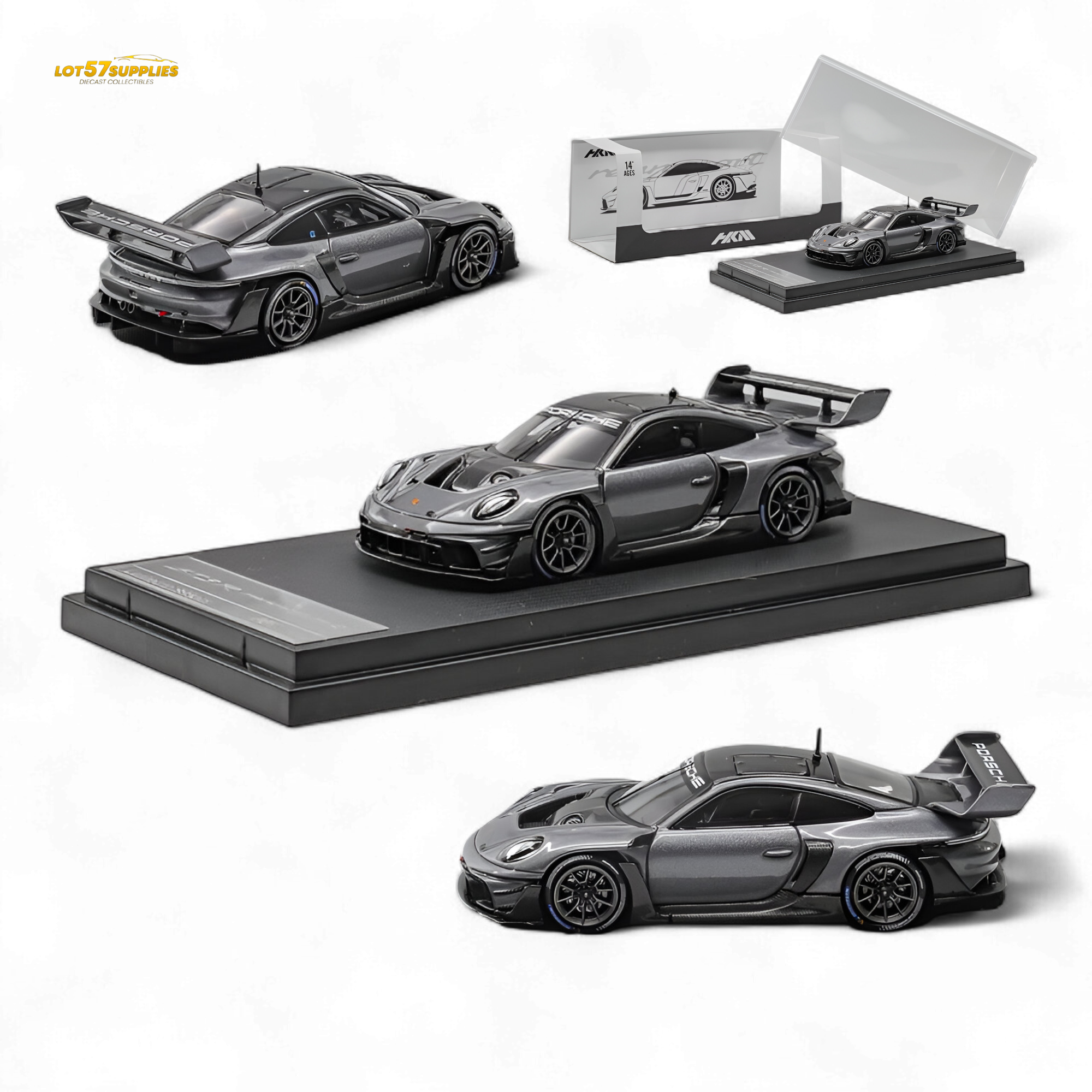 (Pre-Order) HKM 911 GT3 R Rennsport - Grey 1:64 Main image