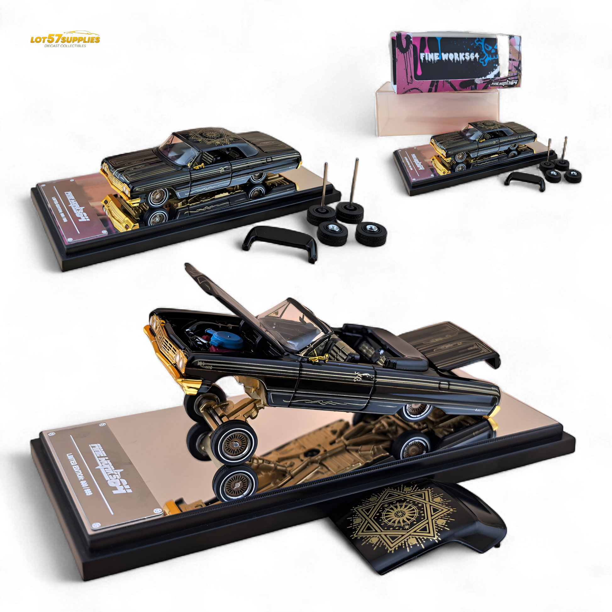 Fine Works64 Impala Lowrider - Black Gold Livery Ordinary 1:64
