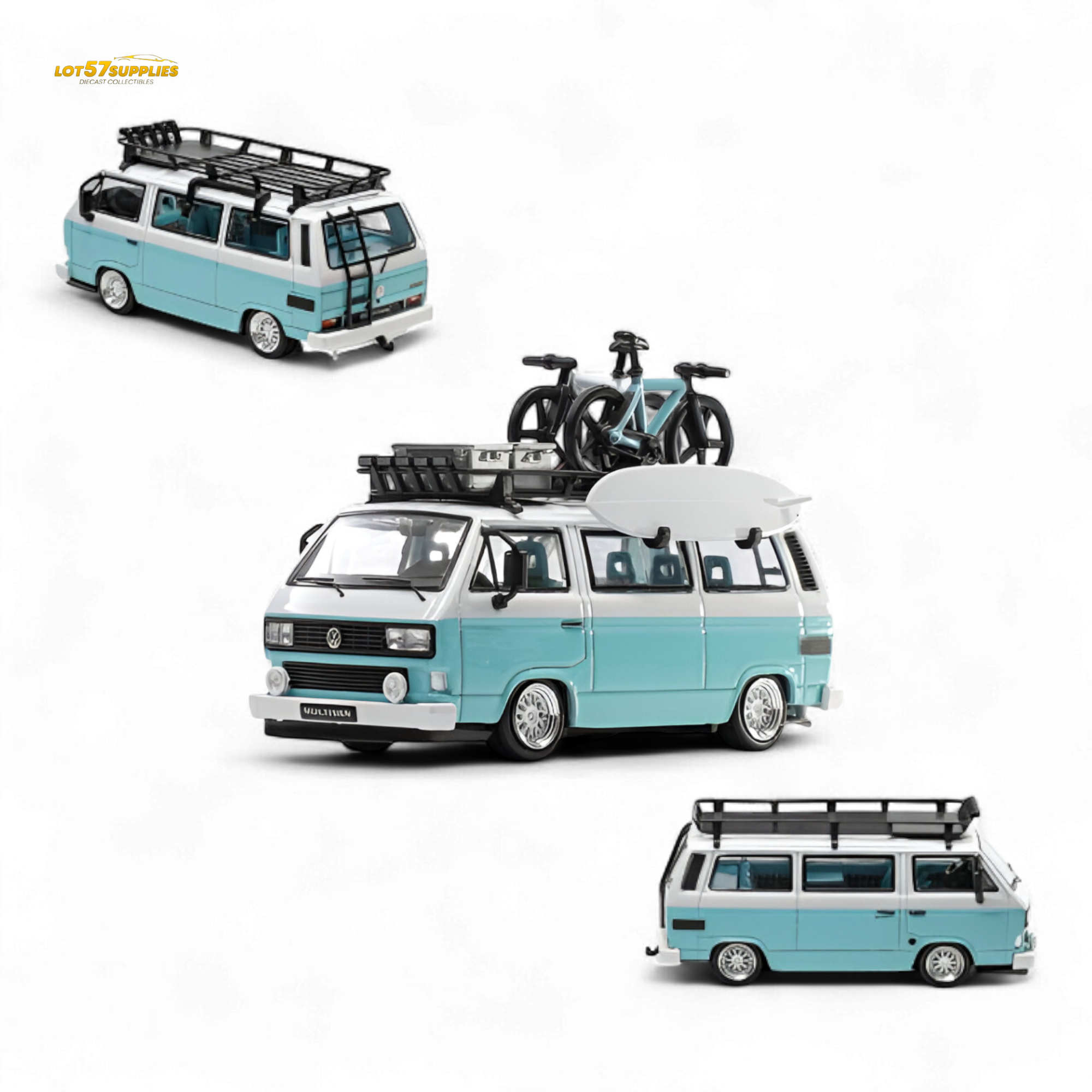 Mortal VW T3 Lowrider Van - Tiff Blue + White Double Color 1:64 Main image