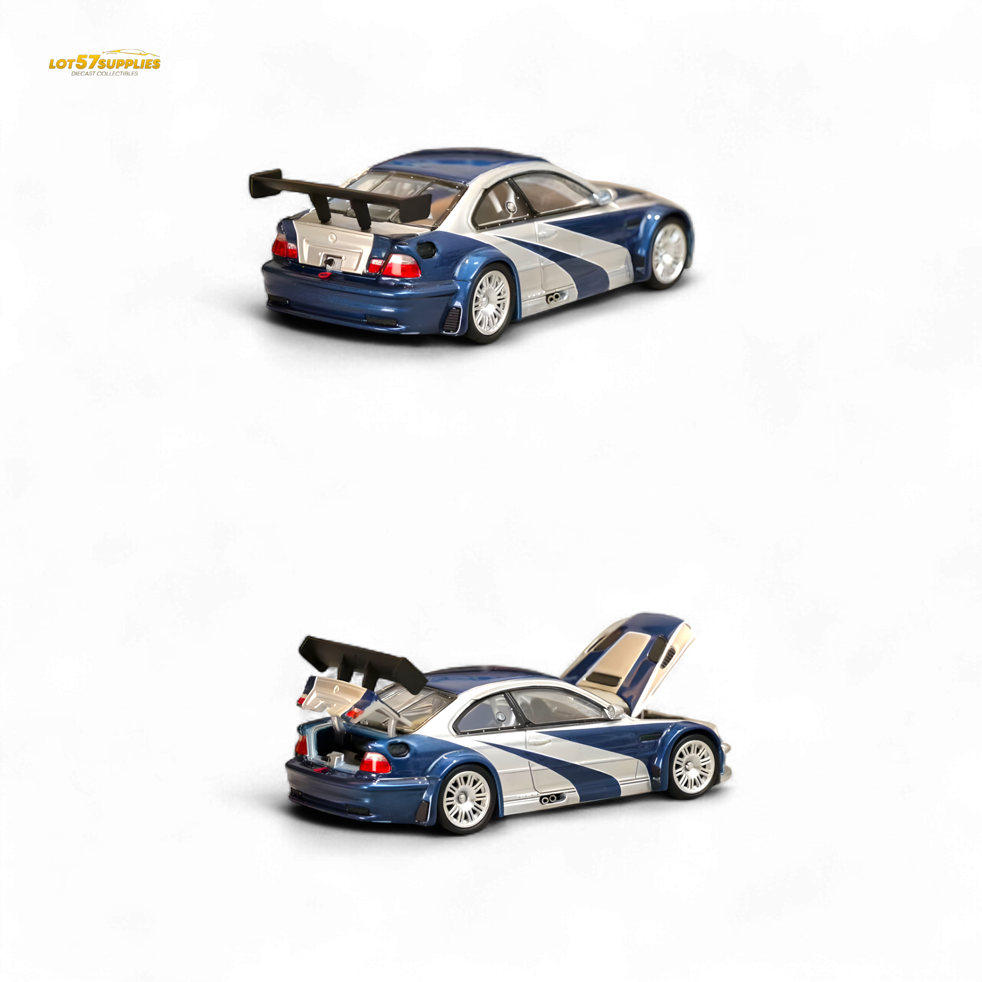 (Pre-Order) Ghost Player BMW E46 M3 GTR - Silver Blue Classic NFS Livery 1:64