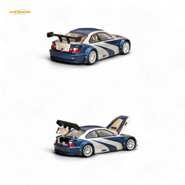 (Pre-Order) Ghost Player BMW E46 M3 GTR - Silver Blue Classic NFS Livery 1:64