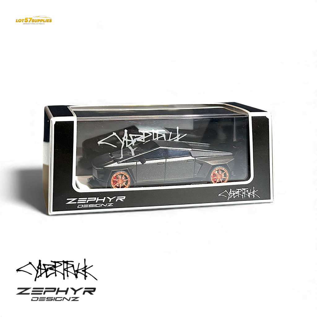Error404 Tesla Cybertruck Custom Widebody Lowered - Matte Gray 1:64
