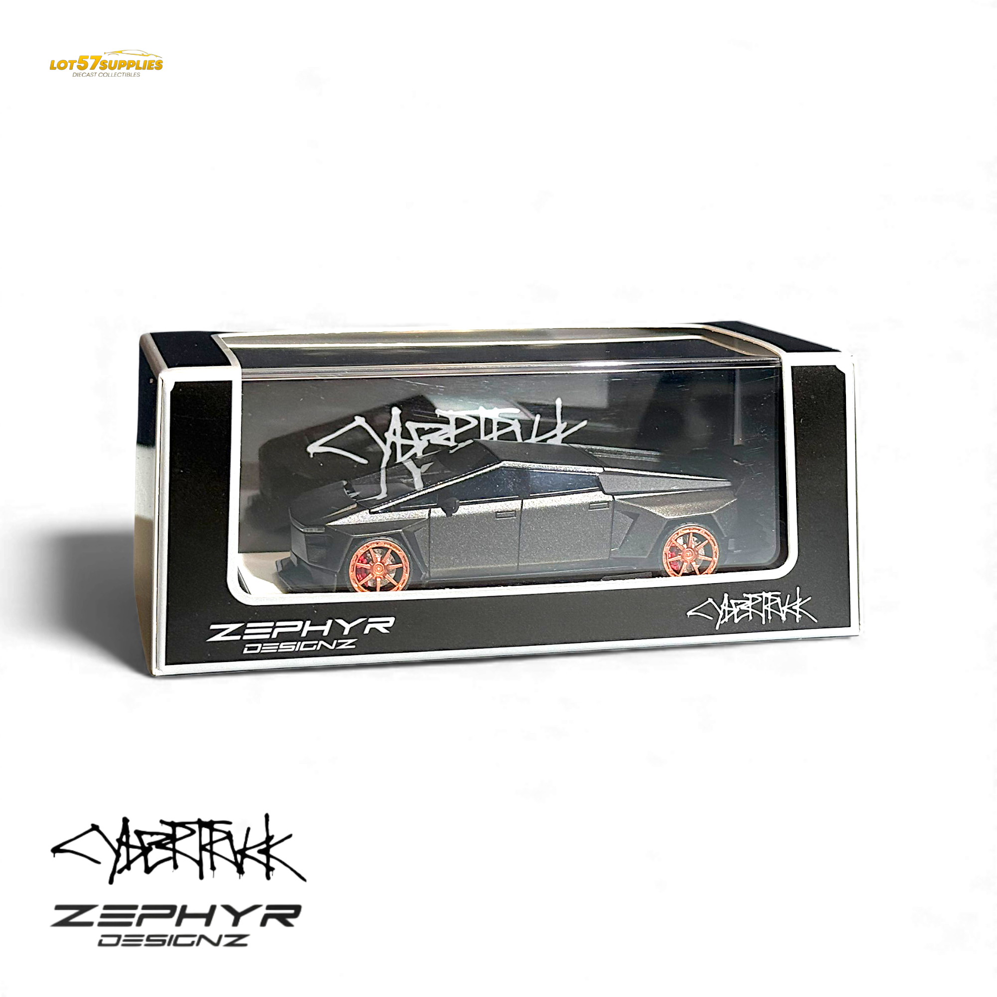 Error404 Tesla Cybertruck Custom Widebody Lowered - Matte Gray 1:64