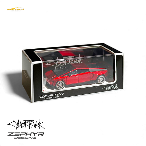 Error404 Tesla Cybertruck Custom Widebody Lowered - Metallic Red 1:64