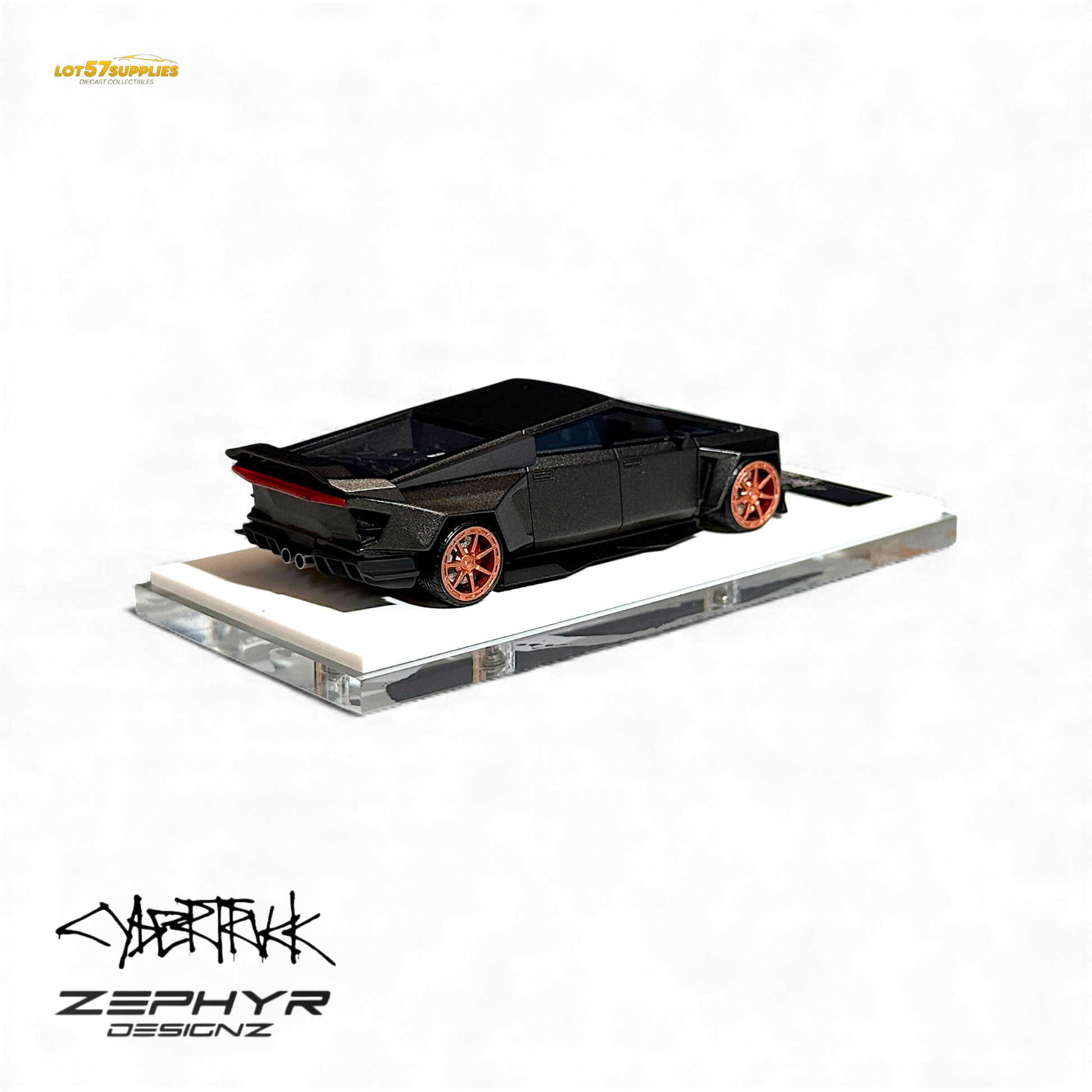 Error404 Tesla Cybertruck Custom Widebody Lowered - Matte Gray 1:64