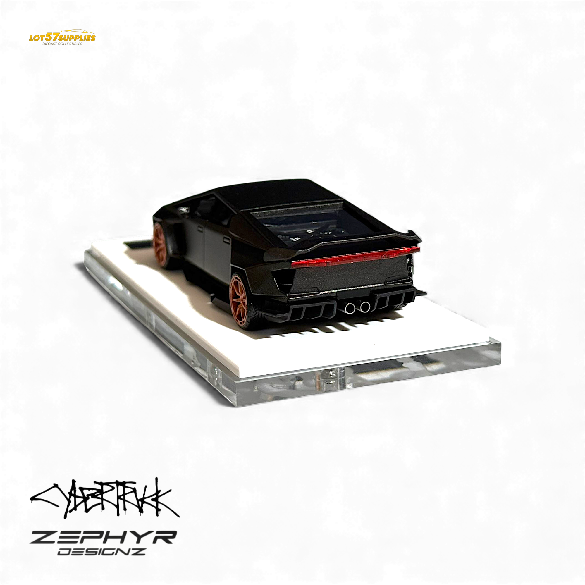 Error404 Tesla Cybertruck Custom Widebody Lowered - Matte Gray 1:64